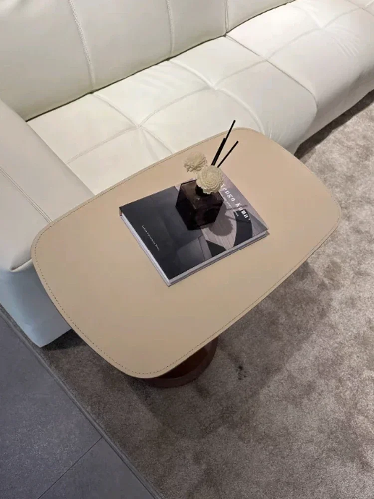 يمكن رفع سرج الجلد الإيطالي الفاخر الخفيف وأريكة طاولة القهوة وطاولة مستديرة صغيرة #1