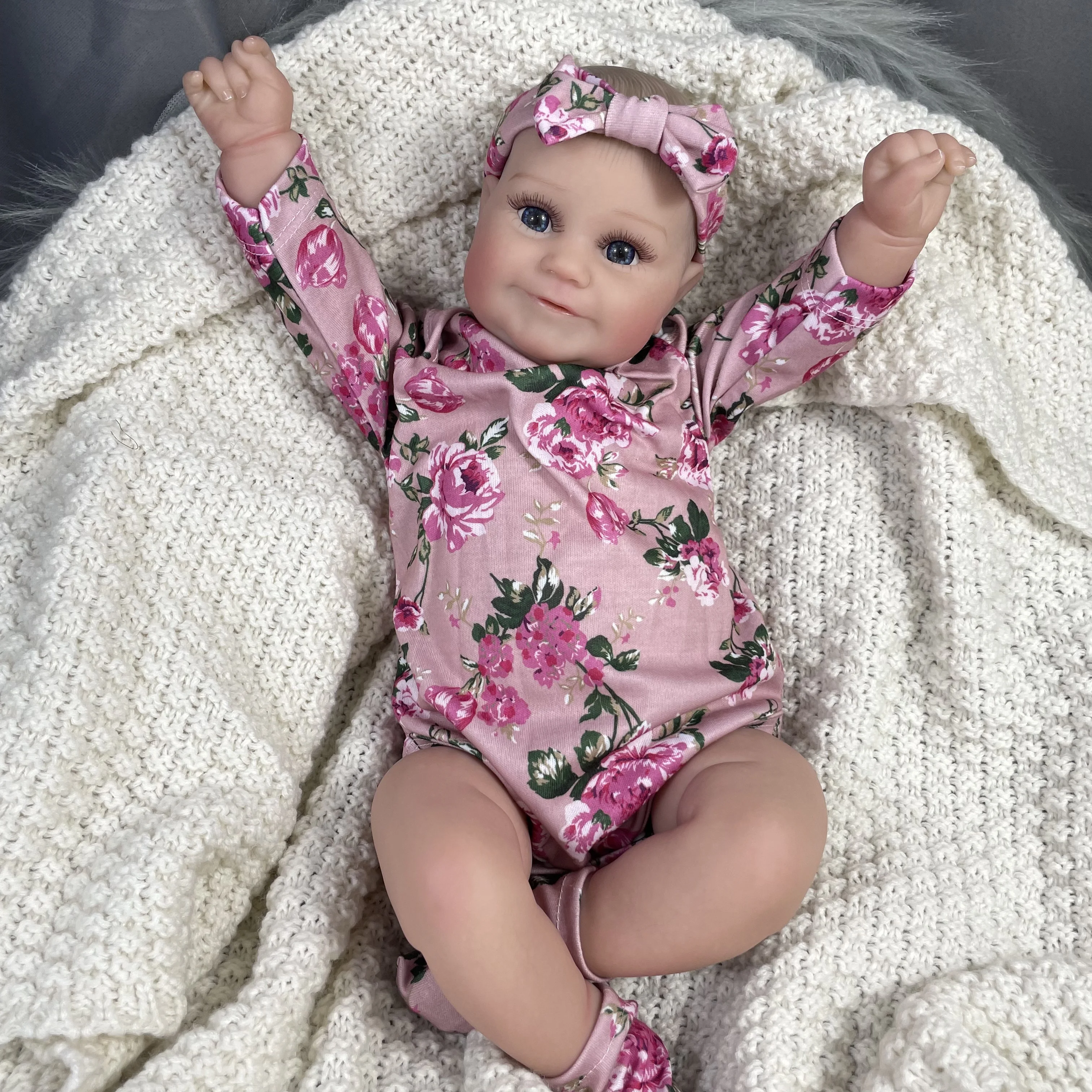 50CM Reborn Baby Dolls Maddie Girl Lifelike Silicone Vinyl Newborn 3D Skin Visible Veins DIY Toys Christmas Gift For Girls