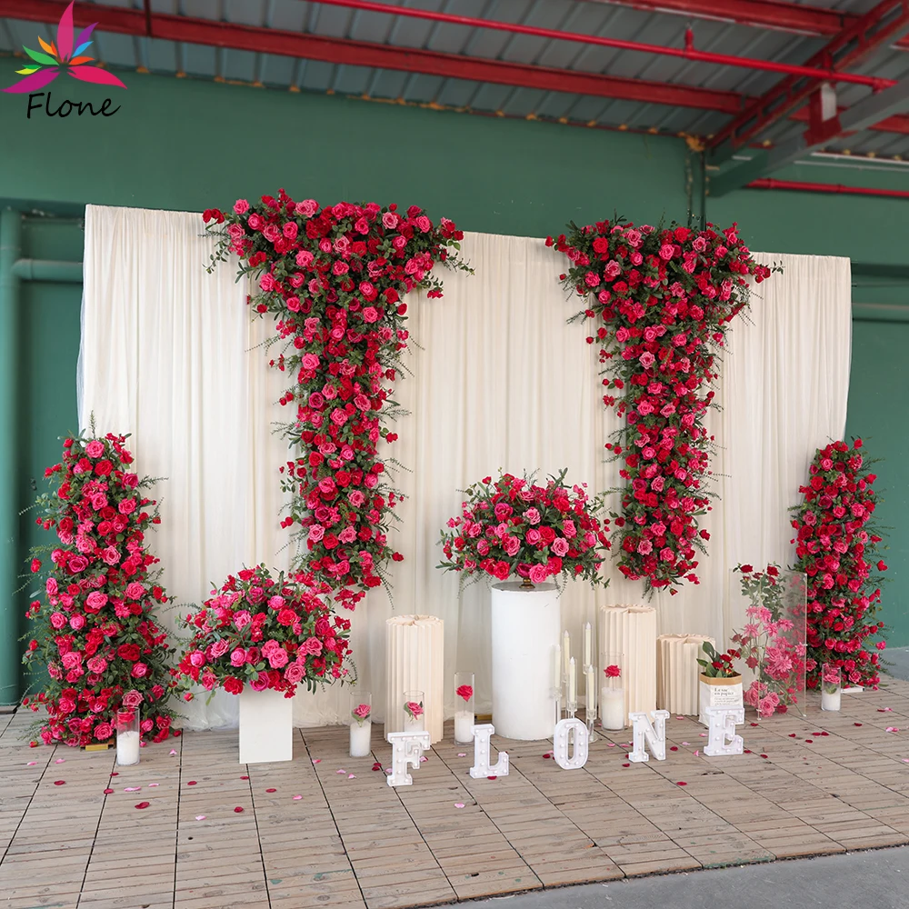 

Luxury Handmade Fleur Artificielle Flower Rows for Wedding DIY Backdrop Decoration Red Florals Arrangements Decor FL2755