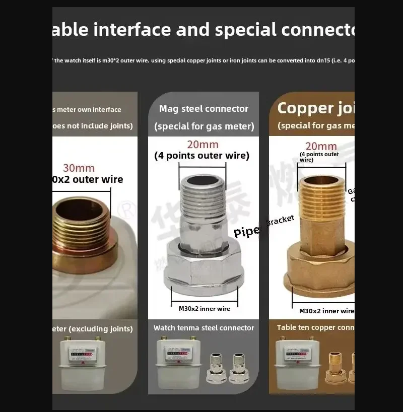 عداد الغاز السكني G4 G2.5 عالي الجودة مع غشاء، مقياس التدفق، وصلة حديد نحاسية - عدادات الغاز للاستخدام المنزلي D