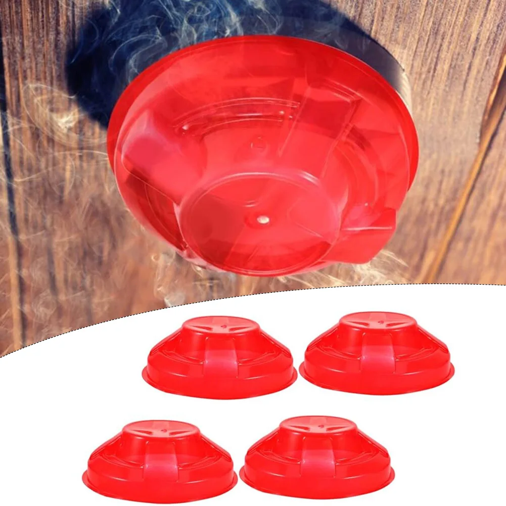 4Pcs Red Plastic Dust Guards Covers For Smoke Sensor Fire Alarm Detector Office Home Safety Shielding Prevention Tools