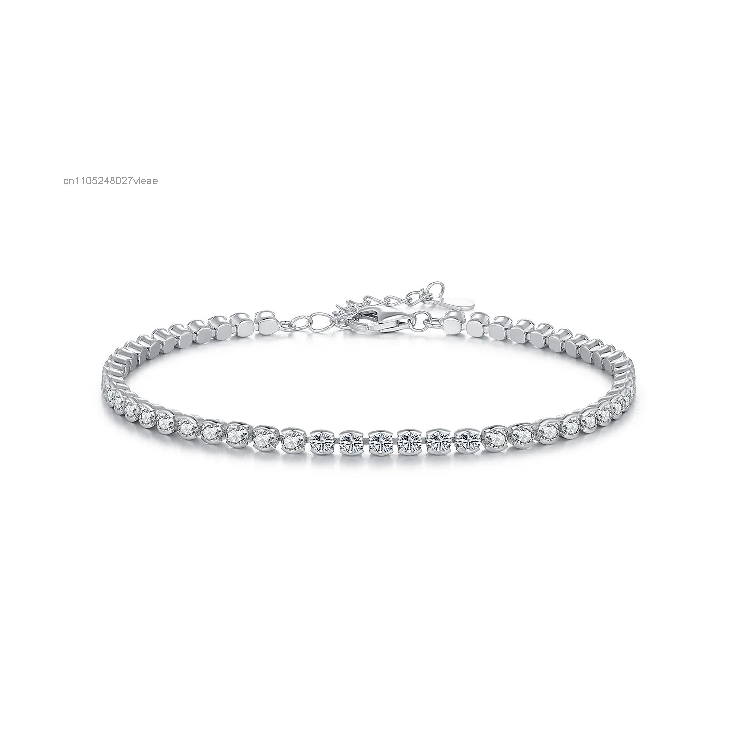 Moissanite S925 Adjustable 925 Silver Tennis Chain Bracelet for Women 2.5MM Width Bling  ia Moissanite Stone Iced Diamon