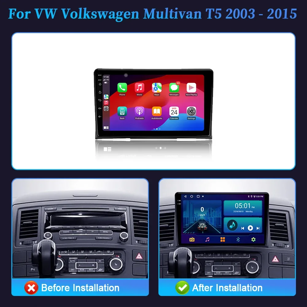 For VW Volkswagen Multivan T5 2003-2015 Android Auto Radio Car Radio Multimedia GPS Carplay Multimedia Navigation Screen Stereo