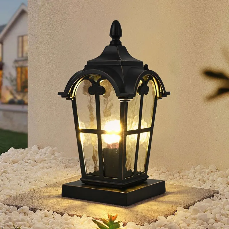 

European Style Outdoor Rainproof Wall Lamp Garden Courtyard Villa Terrace Standing Lamp Ancient Roman Column Head Lamp