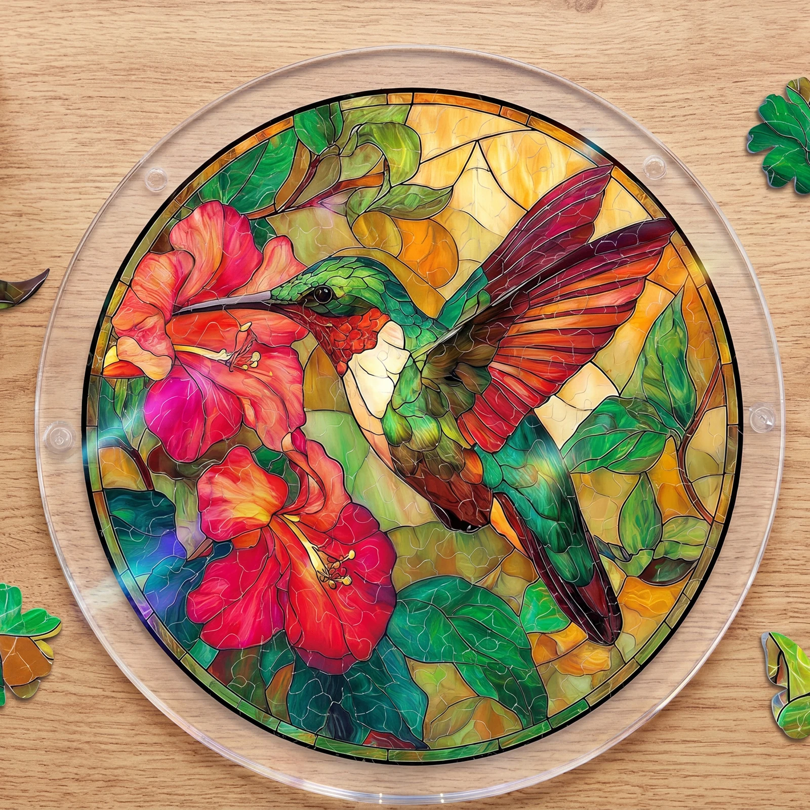 Acrylic Jigsaw Puzzle Suncatcher Window Hanging Crafts Window Suncatcher Acrylic Puzzle for Living Room Bedroom Summer Home Balcony Decor (L-22cm Style 4)