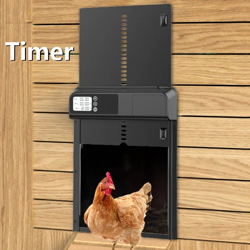 Timer Automatic Chicken Coop Door Motor Intelligent Chicken House Door Waterproof Pets Cages Door Outdoor Farm Accessories 2024