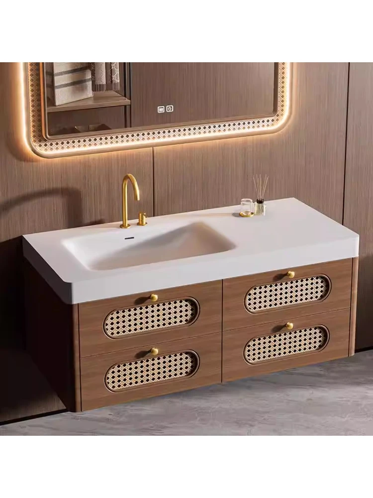 

Средневековая тумба для ванной из ротанга и каучукового дерева с покрытием под краску