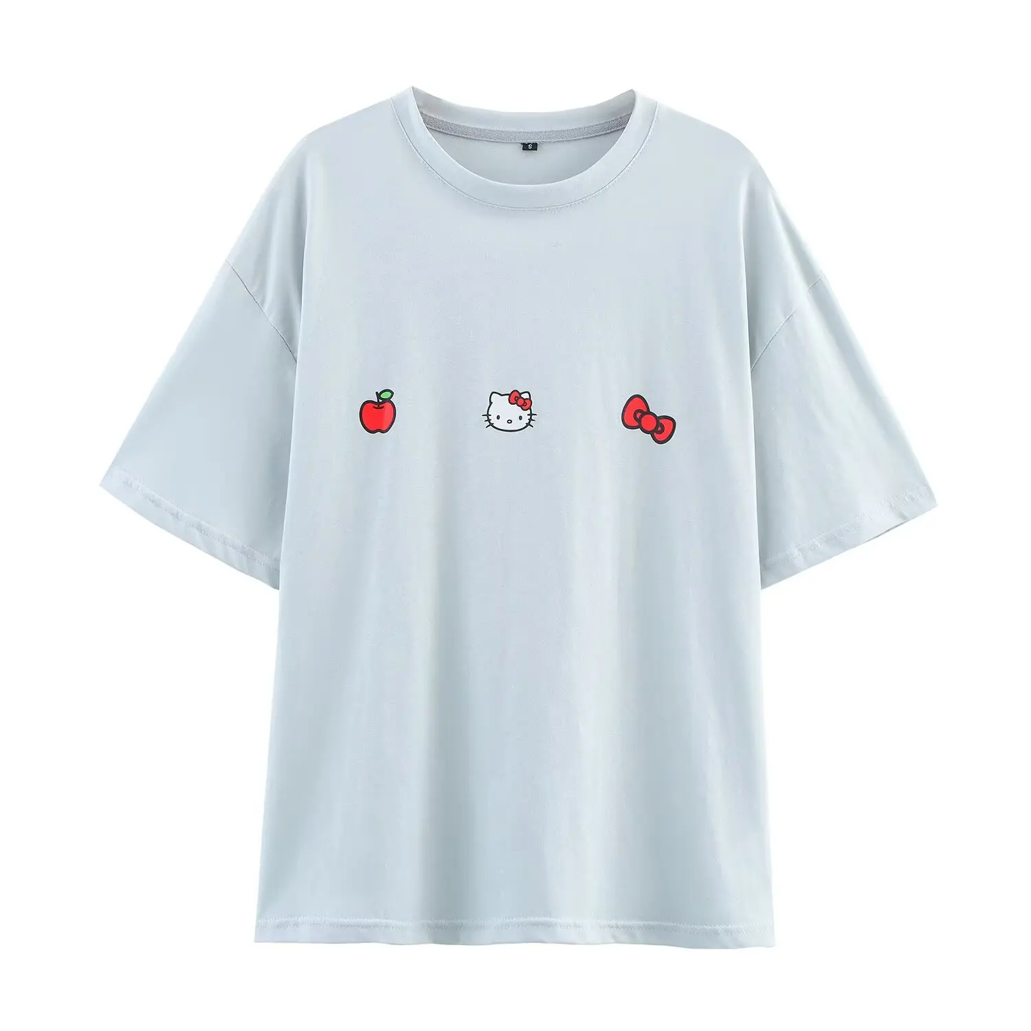 JNLEAOG automne nouveau Kit t-shirt style décontracté pour femmes imprimé fibre de Polyester ort Sve rond Ne Tube droit Dr