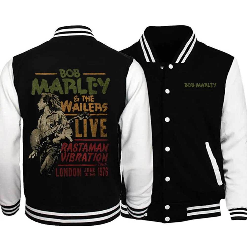 

Bob Marley Wailers Live Baseball Uniform Jacket Hoodie One Love 2024 Merch Sweatshirts Hoodie