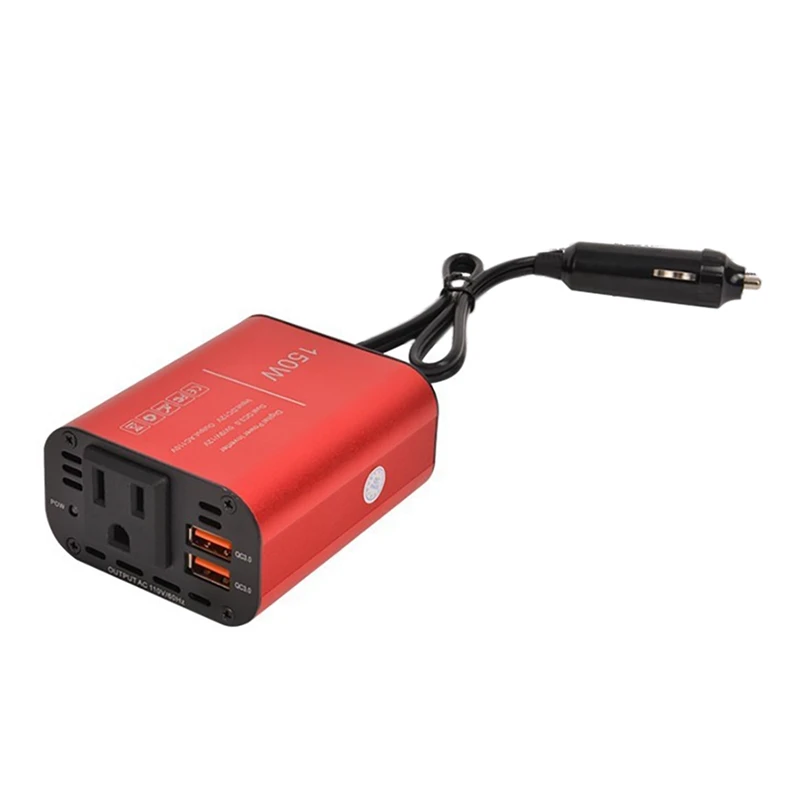 

150W Car Inverter DC12V To AC 110V Power Converter Splitter 2 USB Fast Charging Car Power Inverter US Plug