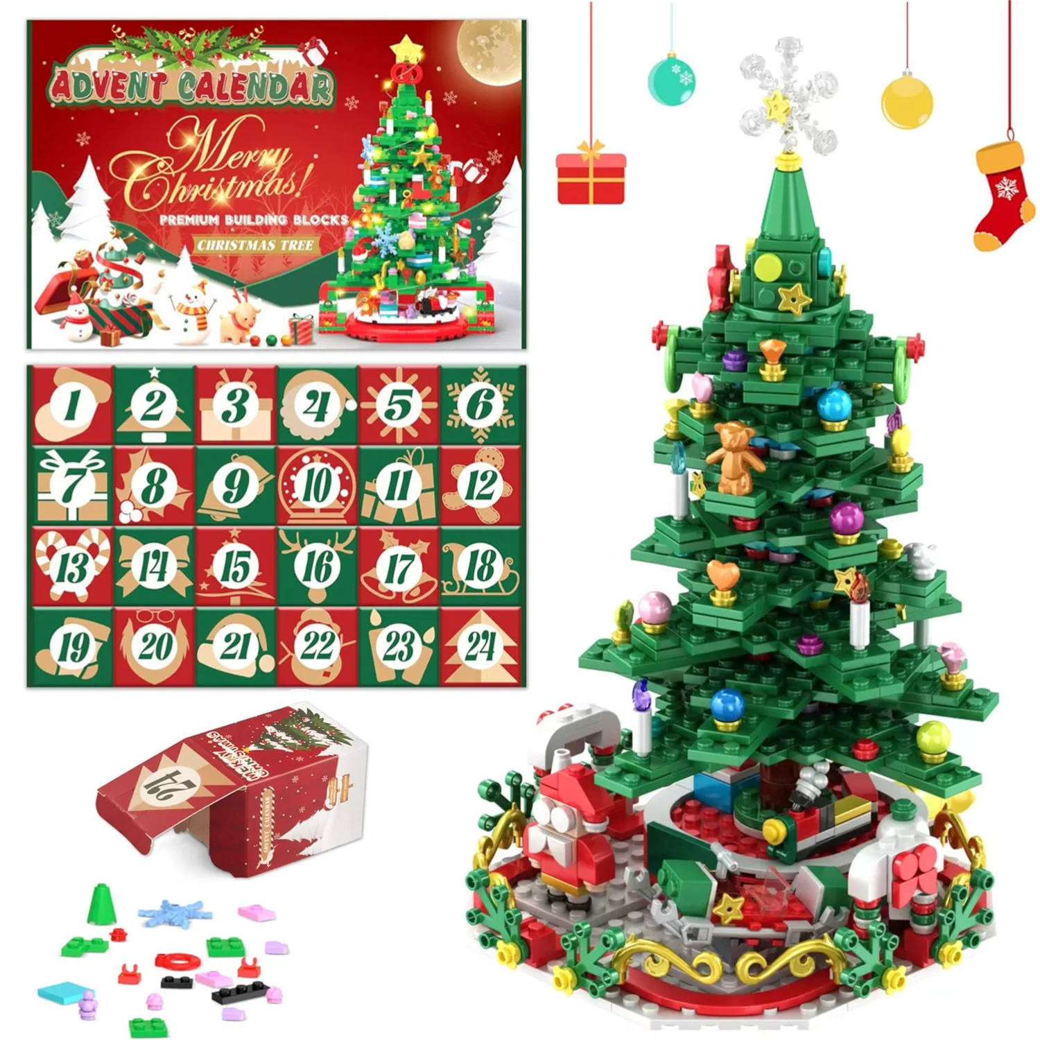 New Christmas 24 Advent Calendar Building Blocks Gift Box Kid Toys Particle Christmas Building Blocks Children Christmas Gift