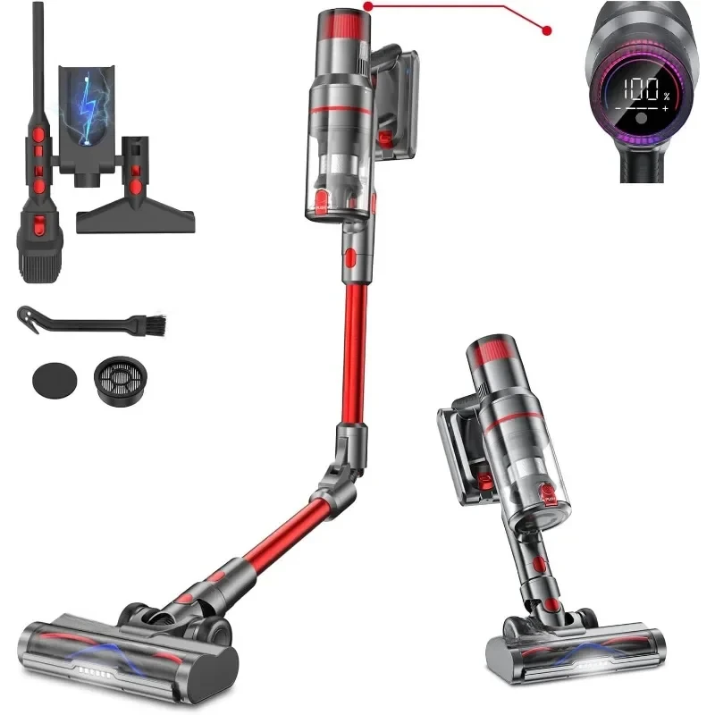 

Cordless Vacuum Cleane, 40Kpa 500W Stick Vacuum Cleaner Powerful Lightweight Foldable Handheld Vacuum for Carpet