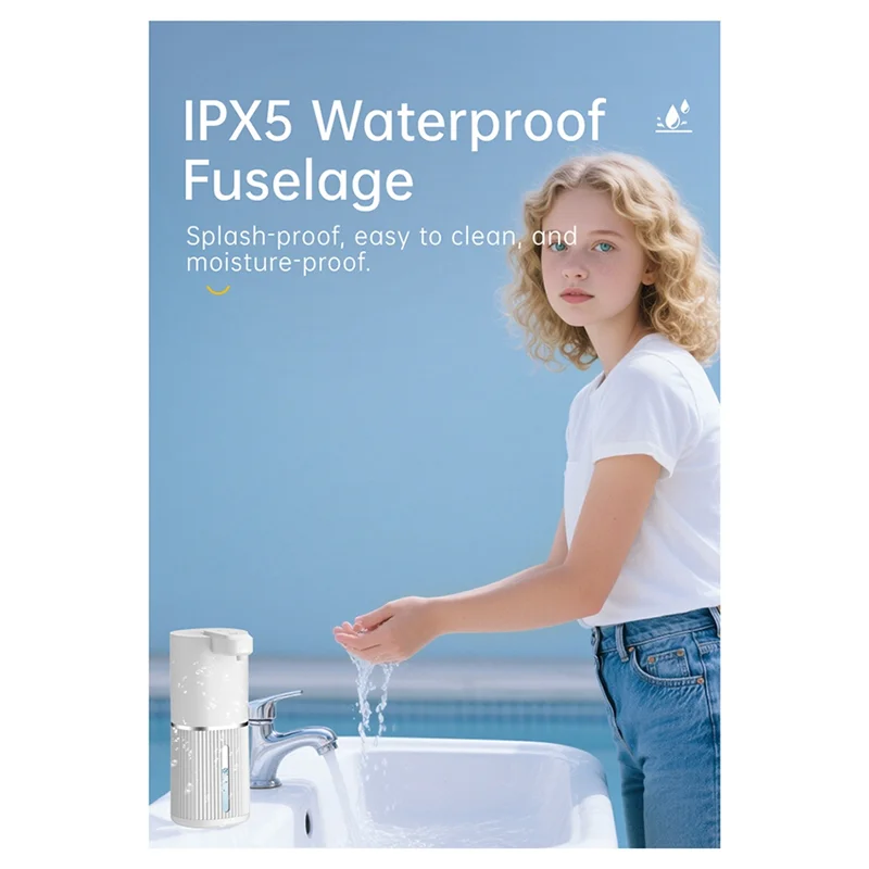 

Дозатор пенного мыла ABJI, 380 мл, бесконтактный автоматический USB перезаряжаемый электрический дозатор пенного мыла