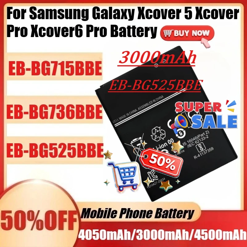 

Новая батарея для Samsung Galaxy Xcover 5, Xcover Pro, Xcover6 Pro: EB-BG715BBE, EB-BG736BBE, EB-BG525BBE