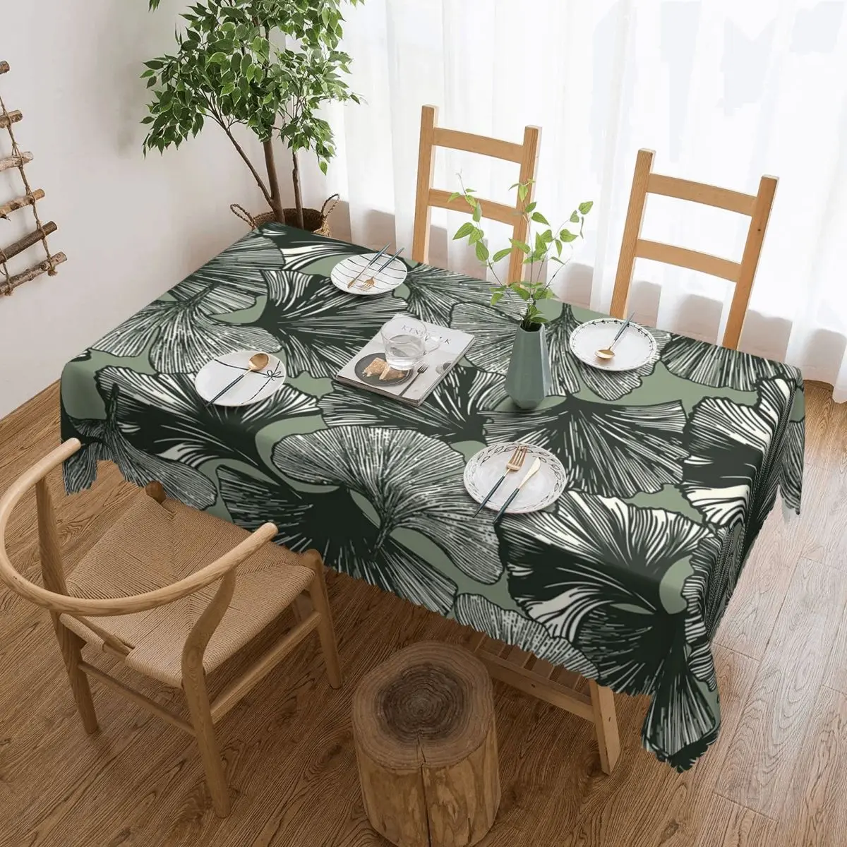 Ginkgo Leaf Customized Rectangular Tablecloth Oilproof Table Cover for Dining Events Table Cloth
