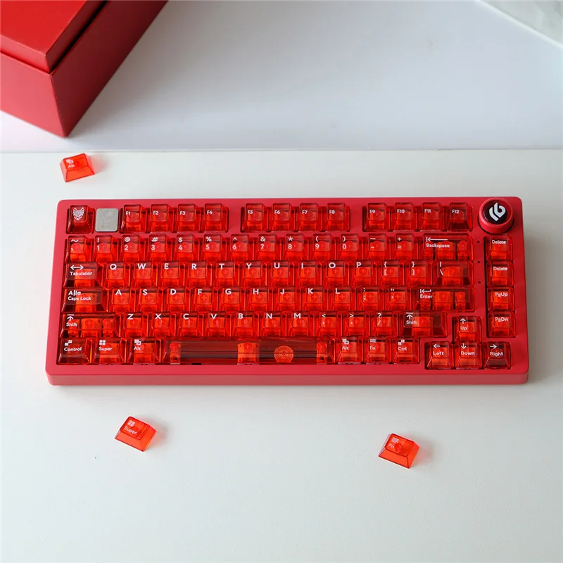 Imagem -02 - Personalizado Vermelho Transparente Keycaps Cereja Perfil Material do pc Pad Impressão 114 Teclas para 61 75 87 Teclado Mecânico