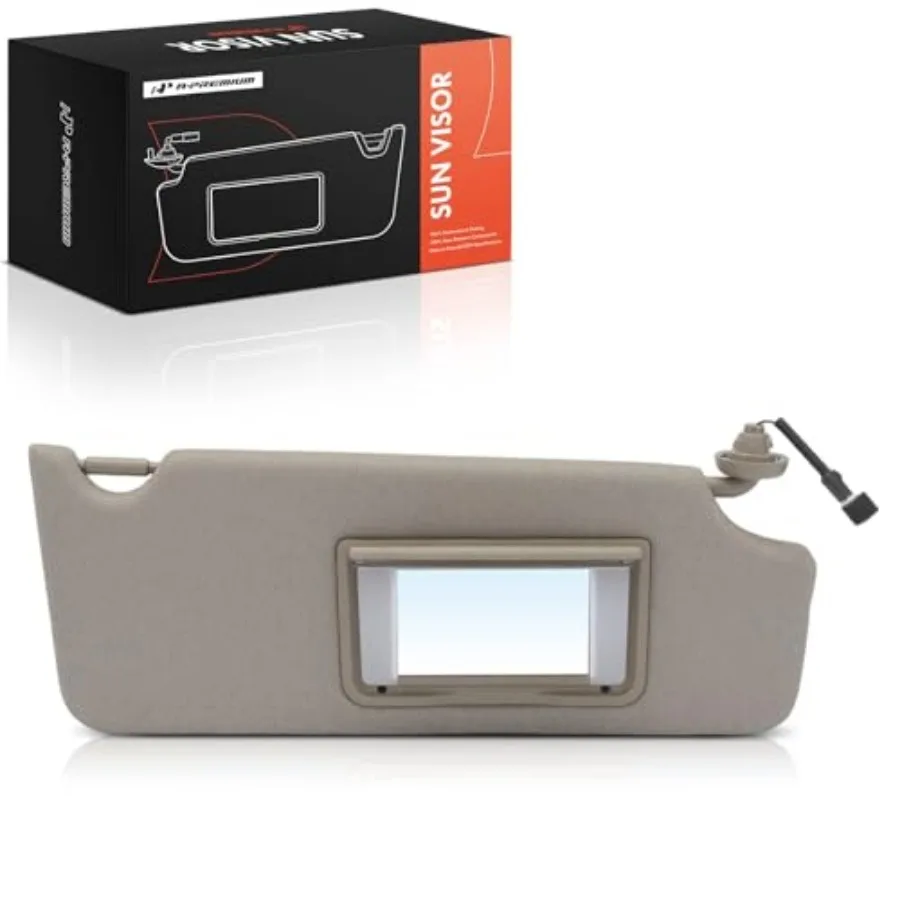 

Right Passenger Side Sun Visor Compatible with Honda Pilot 2016 Ridgeline 2017 - with Vanity Mirror Without Vanity Light Beige