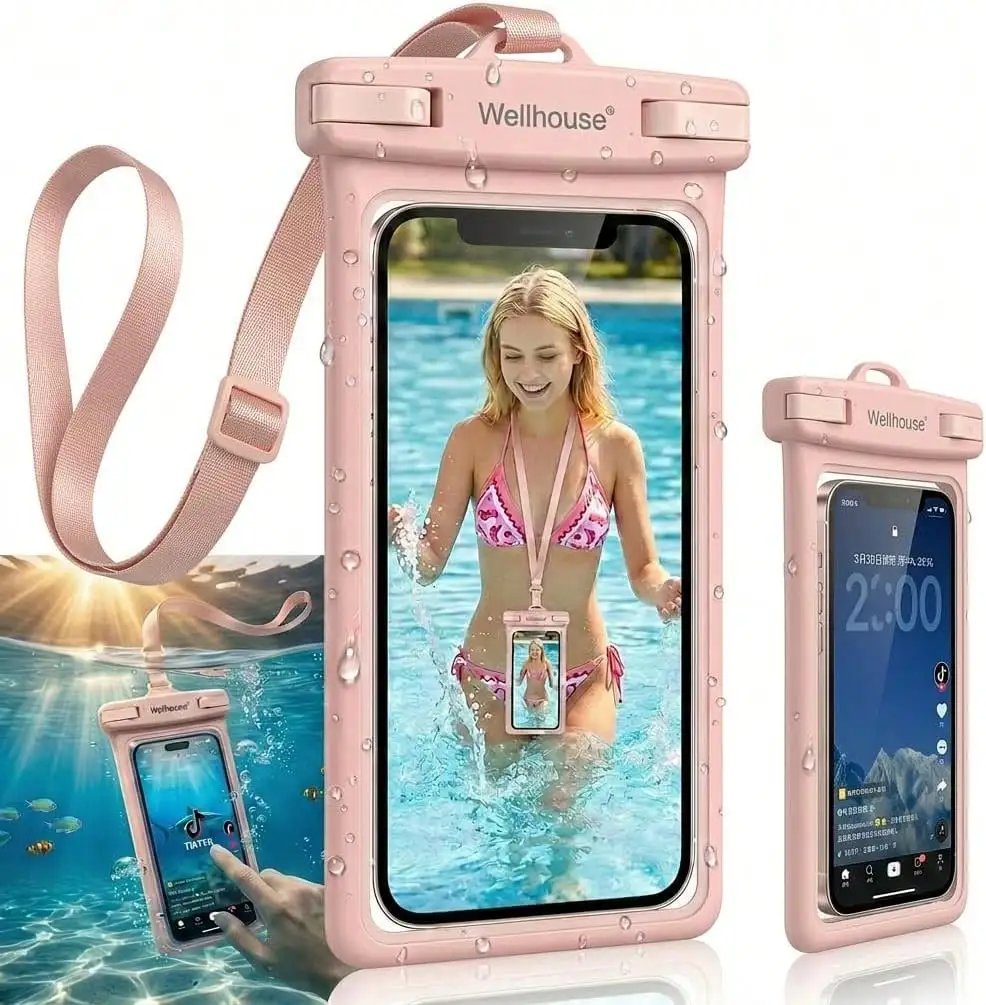 

Waterproof Phone Pouch With Lanyard,Premium TPU100FT Deep Waterproof Phone Case Compatible With Iphone 17 16 15 14 13 12 Pro Max XS ,Snorkeling, Surfing, Kayaking,Skiing,Hot Springs