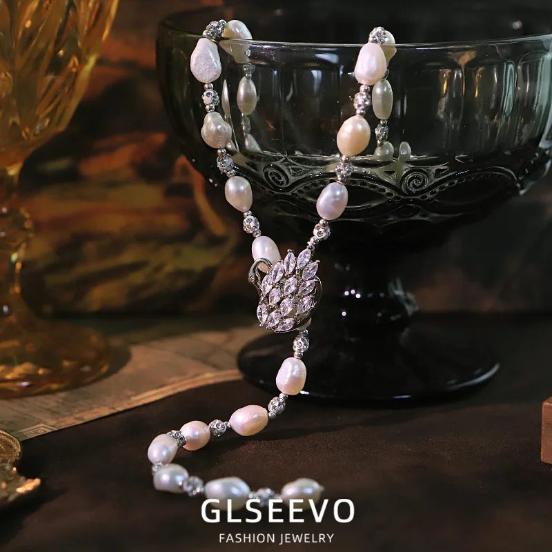 Natural Pearl, Swan-Shaped Cubic Zirconia Sweater , Versatile Clavicle , Unique Necklace, Neck Chain