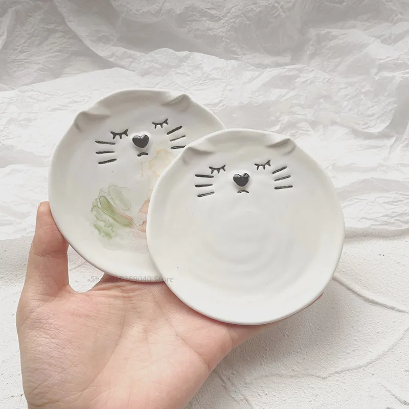 Ceramic Palette Cute Ins Bear/cat/pig Plate Watercolor Palette Ceramic Mini Chinese Painting Gouache Art Tools Art Supplies