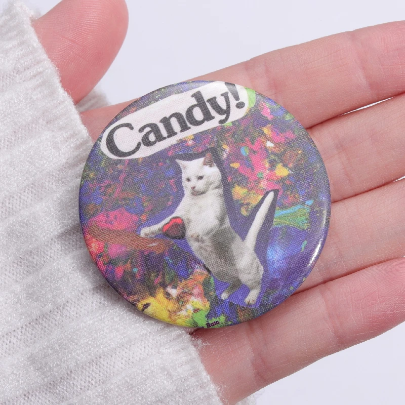 Cute Lovely Cartoon Tinplate Pin Soft Button Animal Cat Brooch Text Slogans Funny Pins Backpack Clothes Collar Jewelry Wholesale