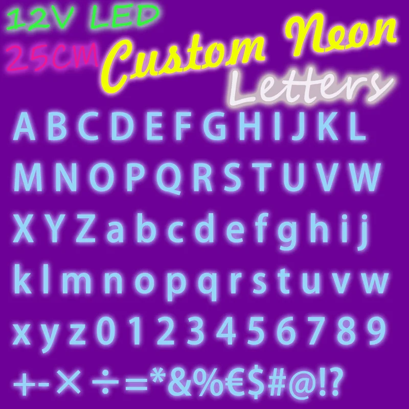 1-3ตัวอักษรปากการูปหัวใจป้าย25ซม. สีเต็มเลือกสำหรับแหล่งจ่ายไฟอะคริลิค12V ไฟนีออน LED สั่งโดยตรง