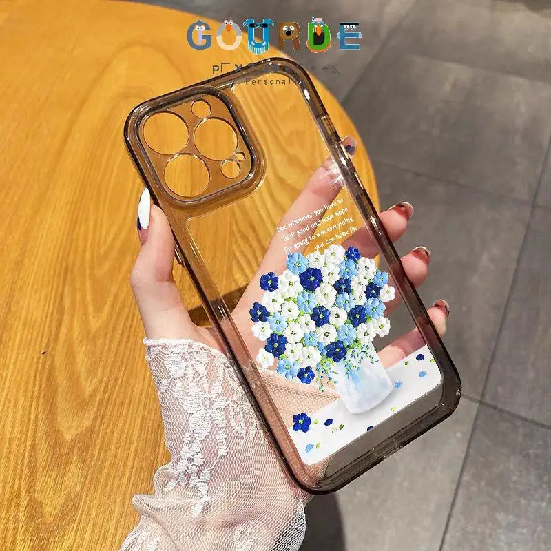 

Gourde Simple Romantic Flowers Pattern Phone Case for Iphone 16 15 14 12 13 11 Pro Max Ip 7 8 Plus Iphon X Xs Xr Xs Max