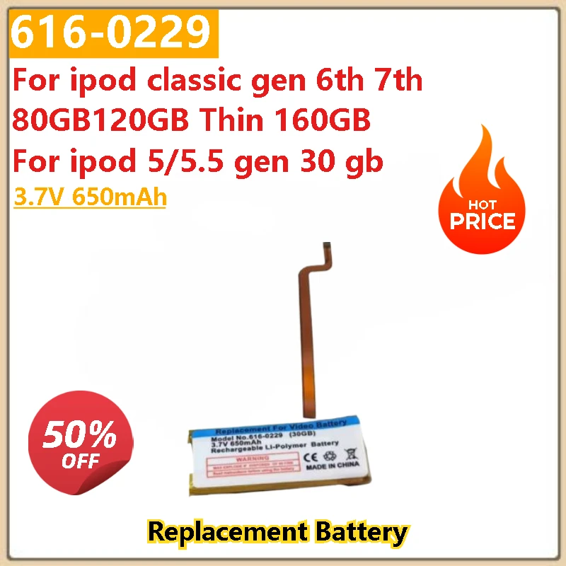 

Battery For Apple iPod touch 4 5 6 7 A1641Classic 5th 6Th 7Th 30GB 80GB 120GB 160GB For iPod 4 5/5.5 6 7 Gen 616-0229 616-0232
