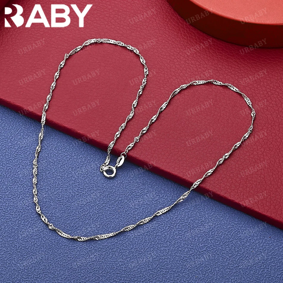 

URBABY 925 Sterling Silver Thin Chain Necklace For Women Men Anniversary Gift Popular Wild Fashion Romantic Jewelry