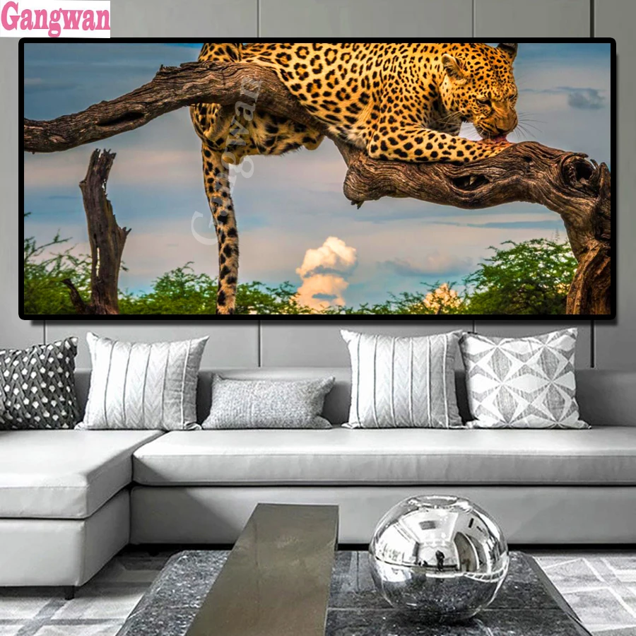 5d diamond painting Cheetah patter full square drill diamond embroidery mosaic leopard view DIY rhinestone painting large decor