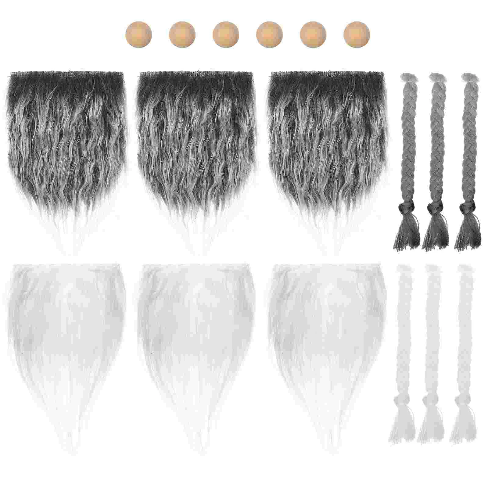 Dwarf Handmade DIY Materials Combination 2 (frost Gray + White) Decorations Gnome Making Kits Fabric Faux Fur Beard Braid