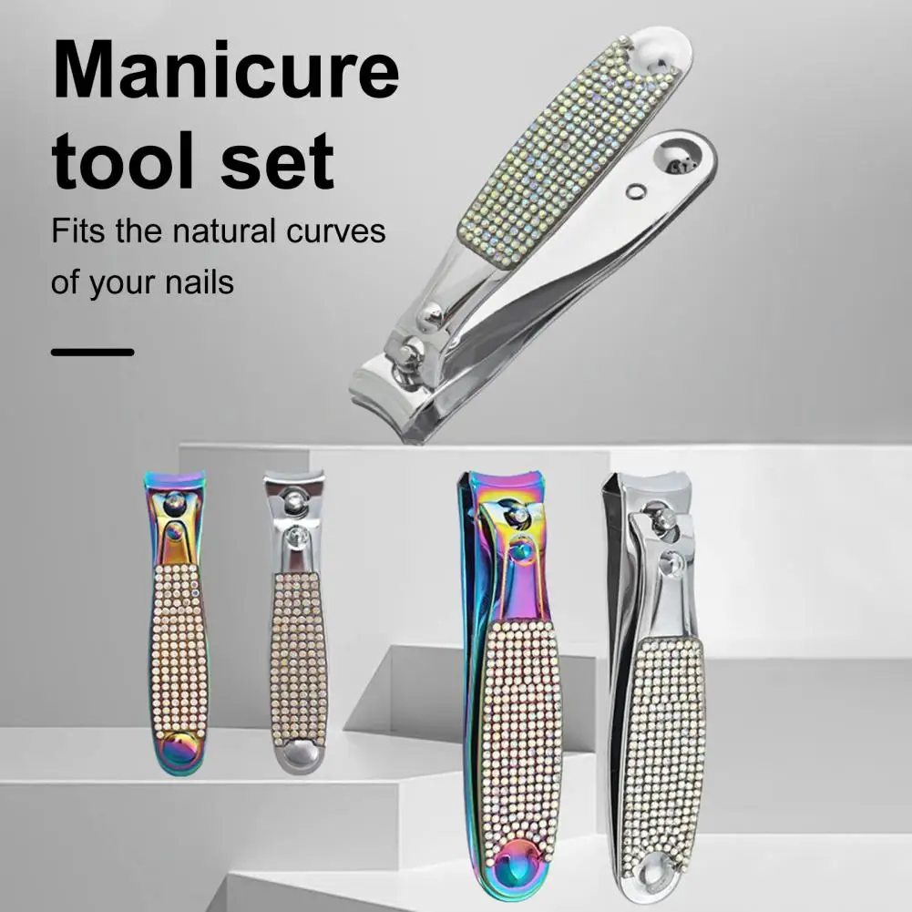 Ergonomic Nail Clippers Elegant Rhinestone-encrusted Nail Clippers Set for Men Women Lightweight Ergonomic Design for Travel