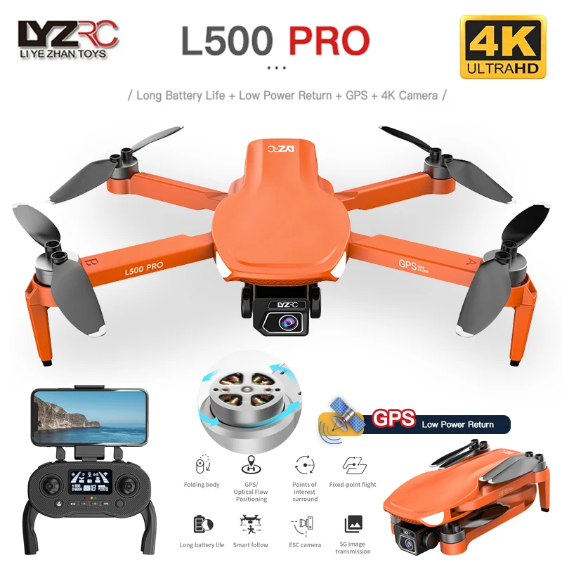 L500プロgpsドローン4 18kプロフェッショナルhdデュアルカメラミニdron 5グラムwifi fpv rc quadcopter 1.2キロvs L900プロseヘリコプタードローンおもちゃ