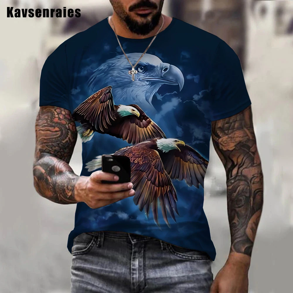 2022 nova moda águia bandeira impressão 3d camiseta das mulheres dos homens verão harajuku streetwear manga curta unisex casual oversized topos