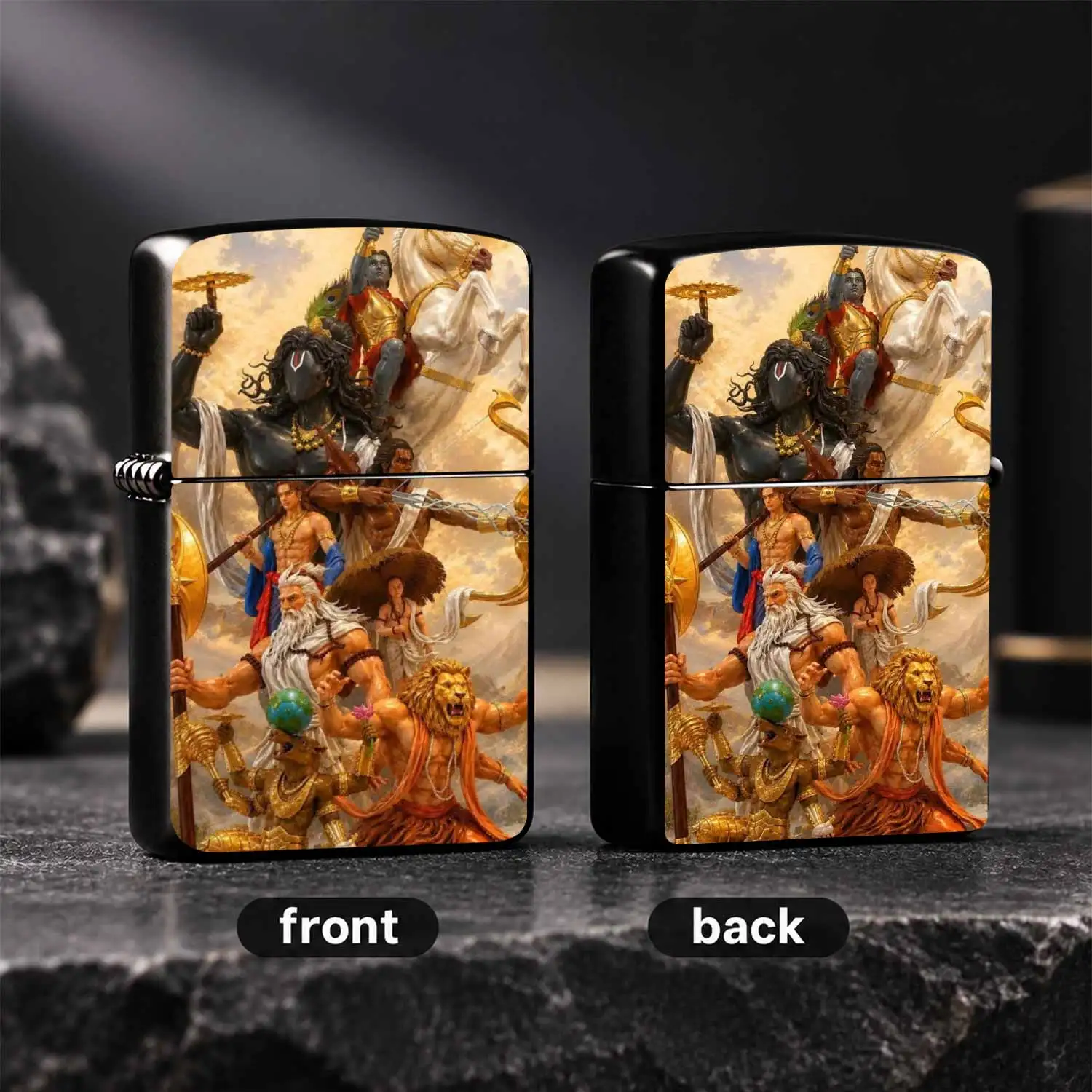 Exquisite Indian Vishnu Ten Avatars Themed Lighter, Unique Cultural Art Print Portable Ignition Tool, Aesthetic Mythology Pattern Decorative Accessory, Ideal Collectible Present For Festival Daily Use And Gifting Scenarios A Humorous And In