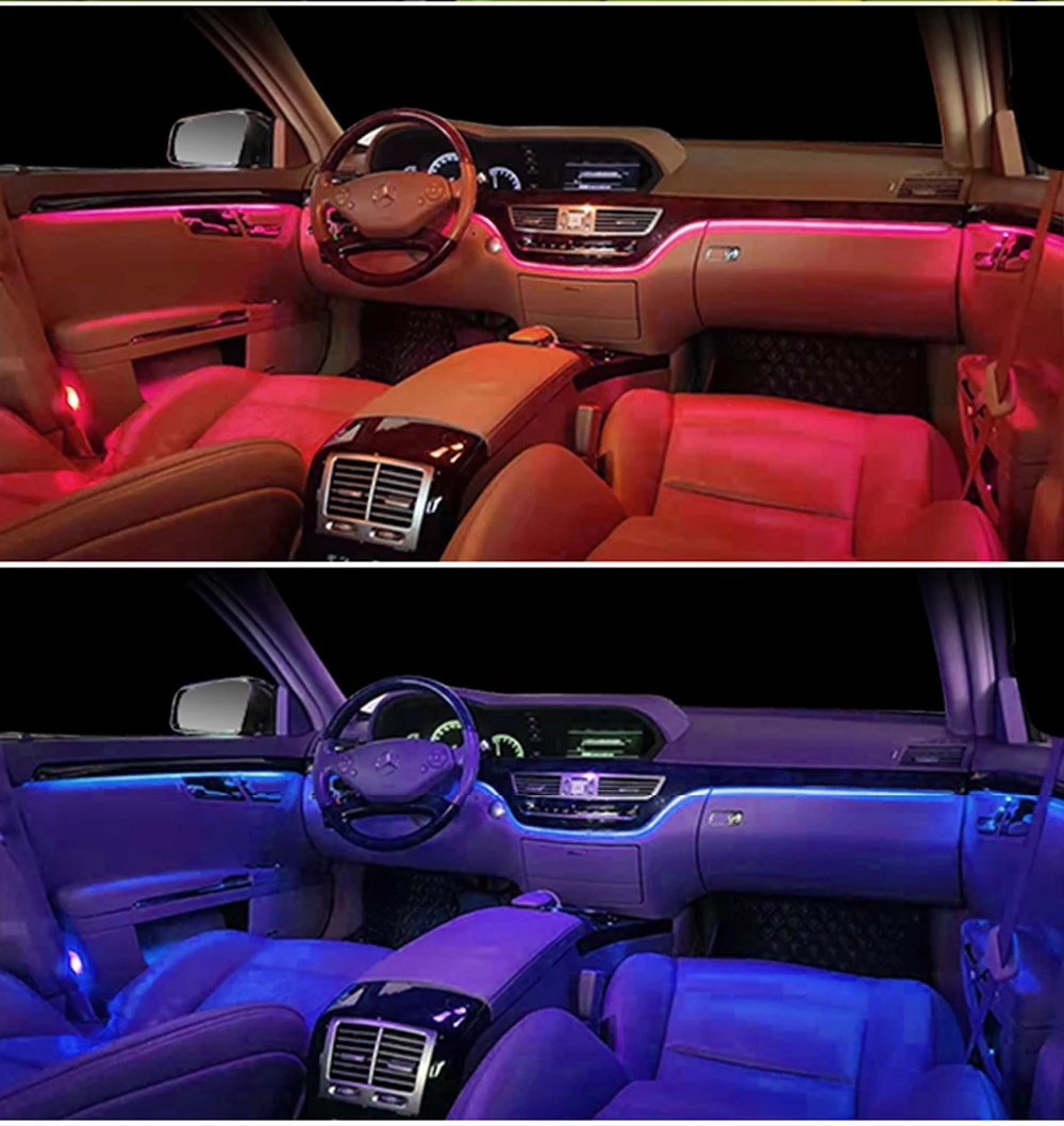 For Mercedes Benz S E GLK w221 w222 W205 X204 W213 W212 ambient lamp lights illuminated car Styling 64 colors LED ambient light