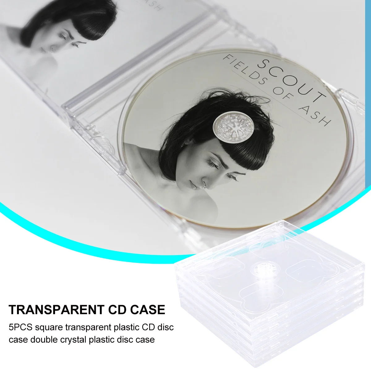 Caixa de CD transparente com bandeja clara montada, vazio padrão, DVD Case, suporte de armazenamento portátil, 5pcs