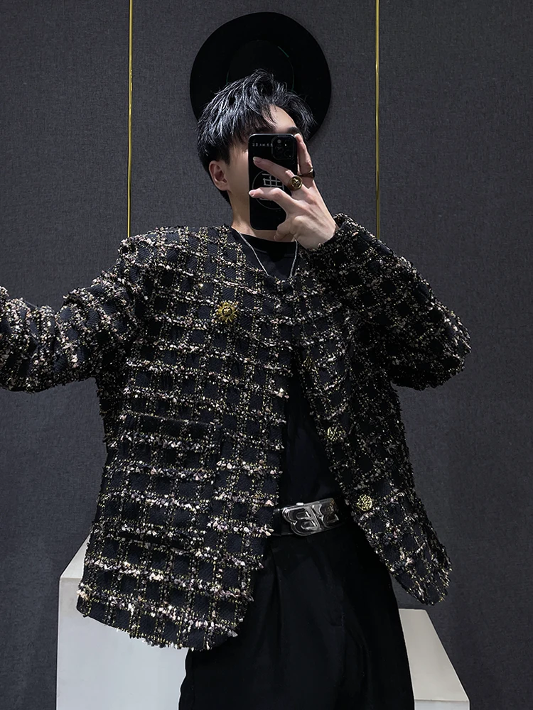 Young Men\'s Short Style Fragrance Wind Jacket 2024 New Fashion Streetwear Spring Autumn Casual Loose Fit Long Sleeve round Neck