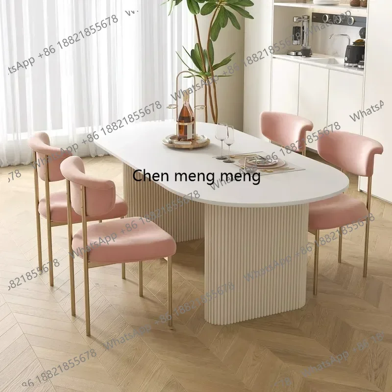 

Nordic Restaurant Dining Tables Design Italian White Round Dining Tables Oval Kitchen Luxury Mesas De Jantar Home Furniture