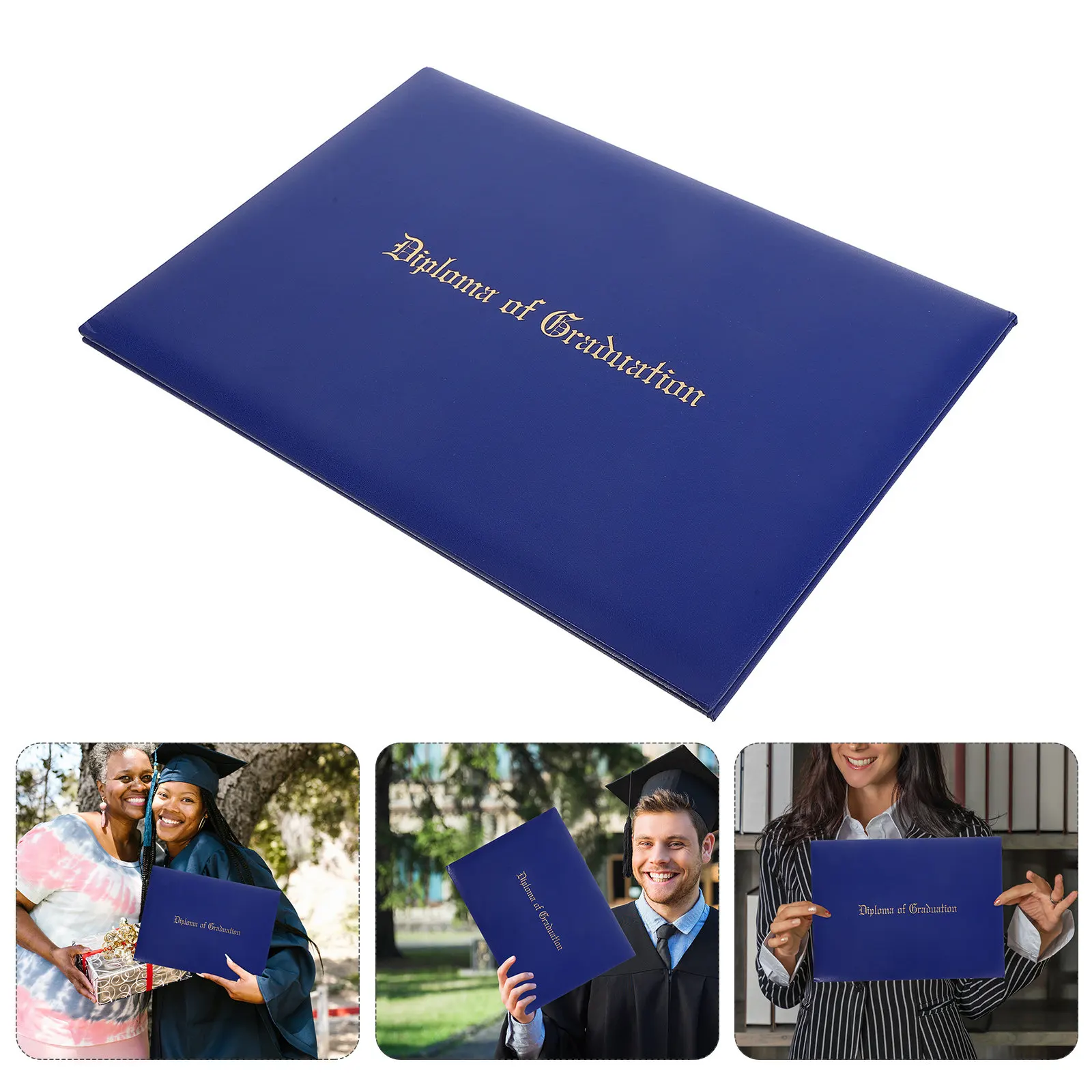 

College Diploma Cover Smooth Faux Sponge PVC Diploma Holder with Satin Corners Plastic Inner Pages for Certificates