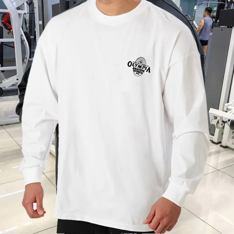 Men\'s Gym Sporting Clothing Male Fashion Bodybuilding Fitness Workout Long Sleeve T-Shirt Running Sweatshirt Casual Tees Tops