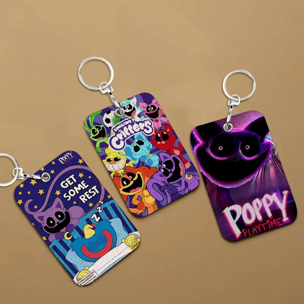 

Critters CATNAP DOGDAY Stylish Leather Card Holder Keychain Travel-Friendly Case for Essentials