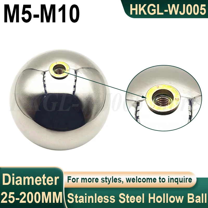 

M5-M10 Threaded 304 Stainless Steel Hollow Ball OD 25-200mm Single Hole Metric Female Thread Steel Ball Smooth Round Bead Ball