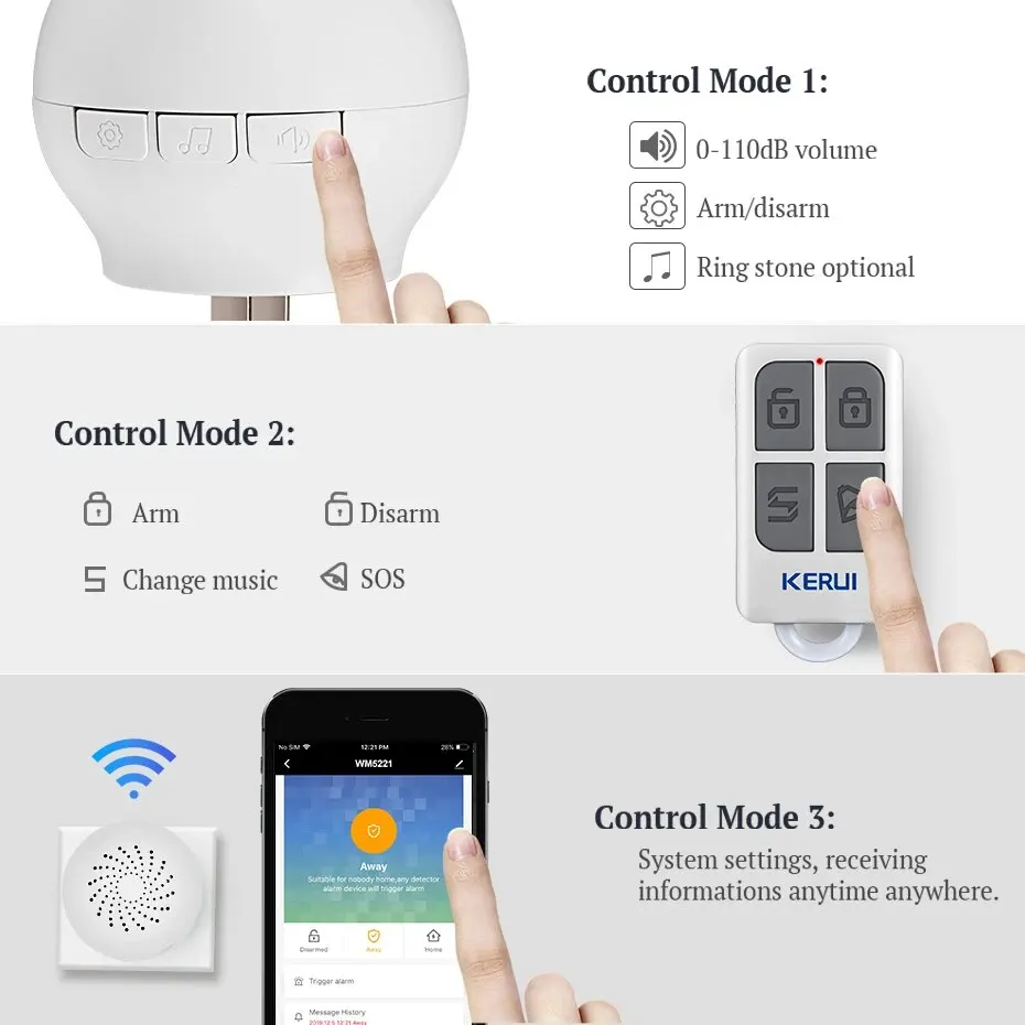 KERUI Tuya WiFi Alarm System Smart Doorbell 52 Ring Tones Door Bell Smart Life APP Control 100 Meter Wireless Range Home Alarsm