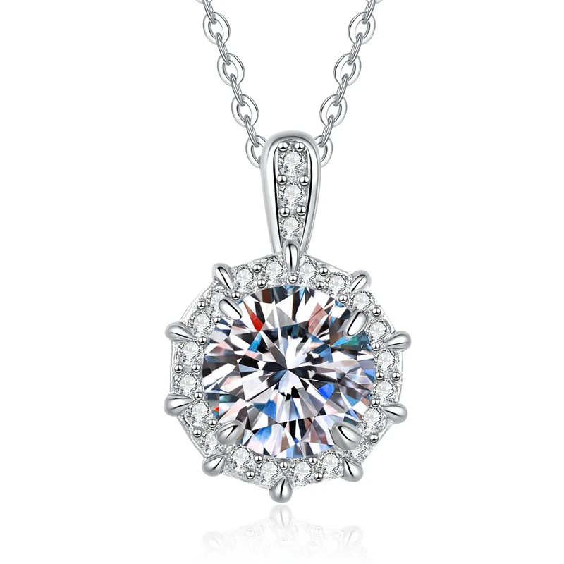 

XL554 Lefei Fashion Luxury Classic Moissanite Color D 1CT Whell Round Necklace For Charm Women 925 Sterling Silver Party Jewelry