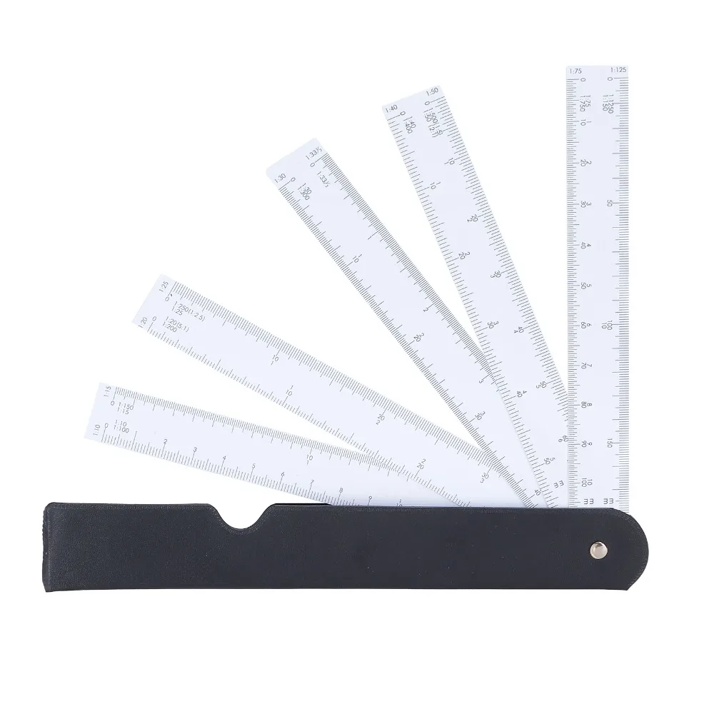 Durable Plastic Scale Ruler Foldable Design Multi Ratio Architect Scale Ruler Scale Tools Clothing Design