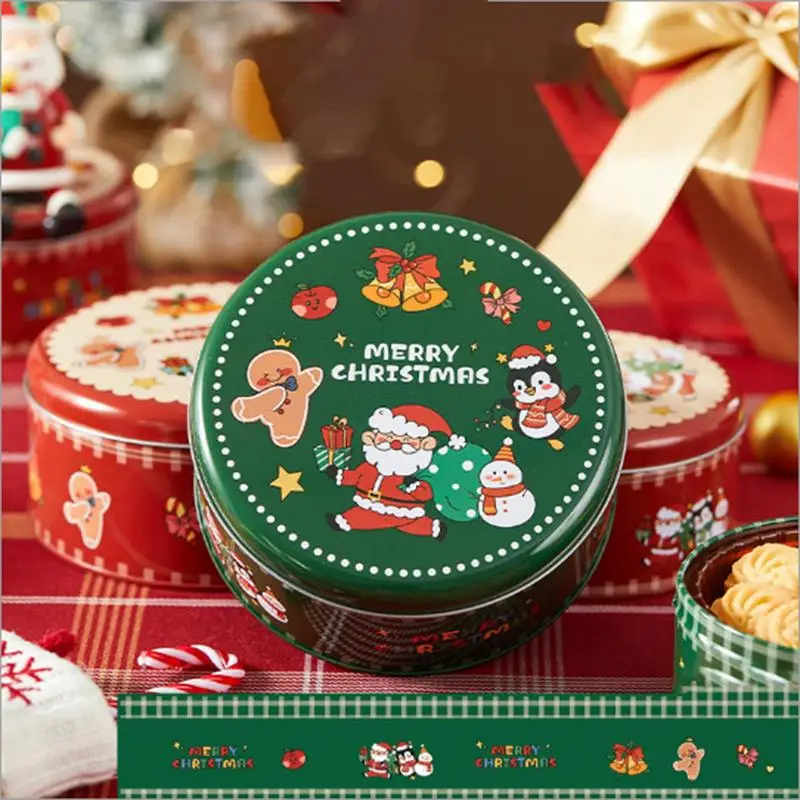 Christmas Tins For Cookies Treat Container Tin Box With Lid Empty Christmas Cookie Tin Boxes Christmas Food Storage Tin For