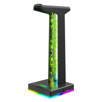 RGB Headphone Stand Holder Rack 10 Lighting Effects Headset Support Stand Space Saving Headphone Display Rack for Table Supplies