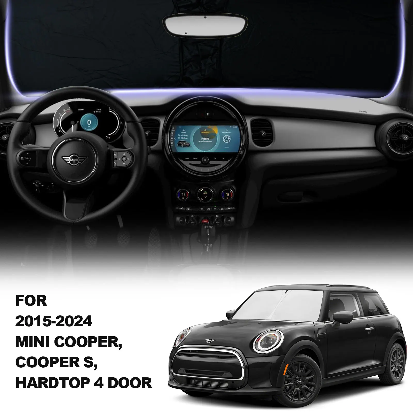 Pelindung matahari jendela mobil, tabir surya, blok payung Coche, pelindung Driver sinar UV untuk Mini Cooper S Hardtop 4 pintu 2015-2024