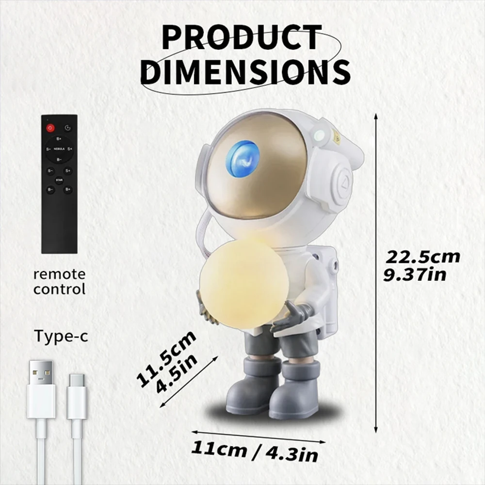 1pc Astronaut Star Projector Lamp - Embrace the Moon LED Night Light With Remote Control Multiple Modes, Suitable For Home Decor